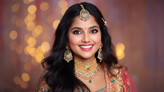 Indian woman in lehenga choli on traditional festival