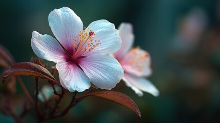 Delicate hibiscus bloom in soft focus