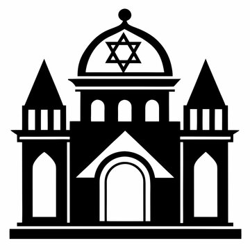 black synagogue building with star of david clip art preview