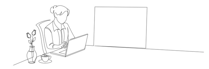 Business woman line art style vector illustration 1