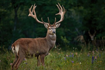 Fototapeta premium A Deer Standing in a Meadow