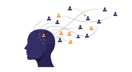 AI-Powered Human Insight: Minimalist Profile Radiating Digital Thought for Innovation & Future Strategy