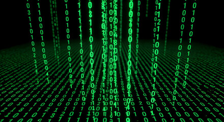 Abstract Digital Data Flow with Glowing Green Numbers