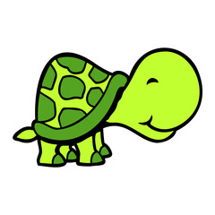 Little Turtle cute smiling happily funny Cartoon