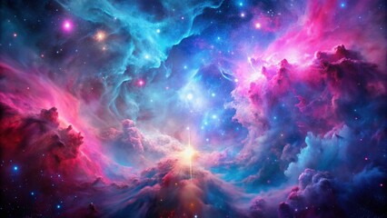 Vibrant Pink And Blue Nebula Space Art
