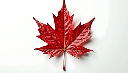 Red maple leaf on a white background
