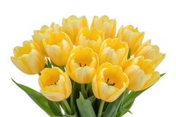 Obraz premium Bright tulip blossoms set against a white background