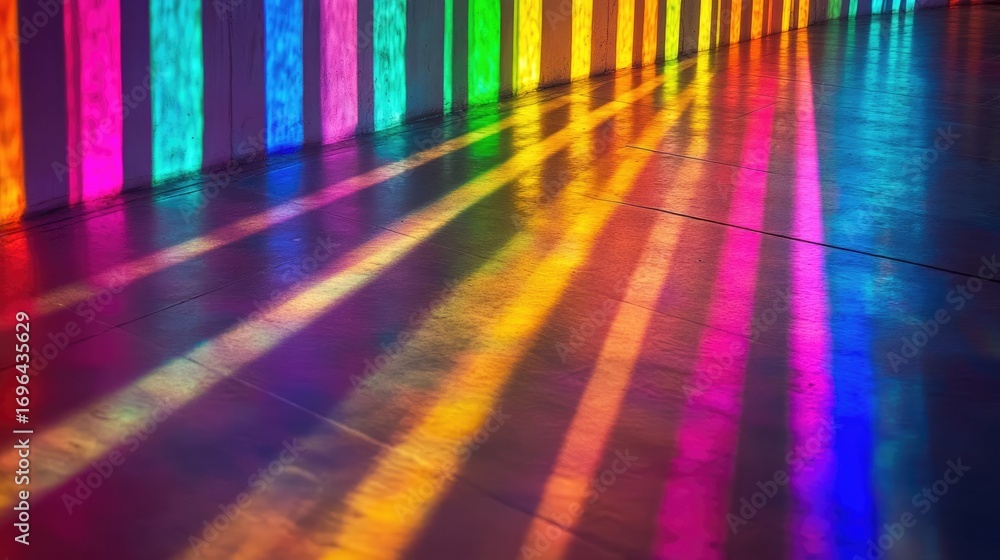 Poster colorful light patterns and reflections on a smooth surface