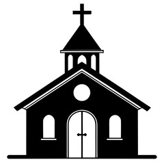 Wooden Chapel a simple vector clean black silhouette design white background