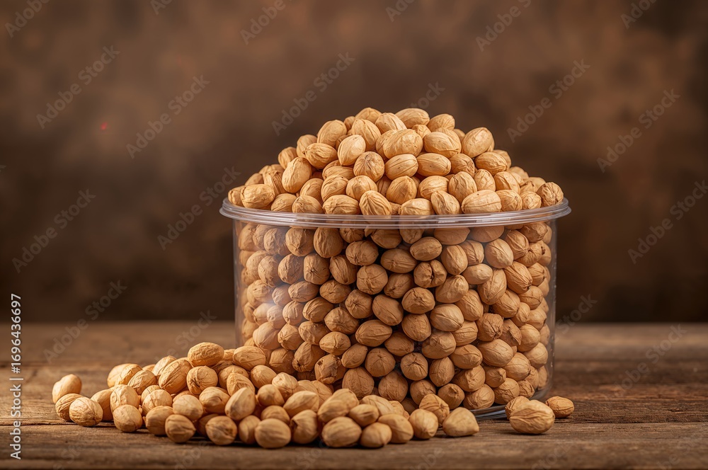 Aufkleber container loaded with raw groundnuts in shells