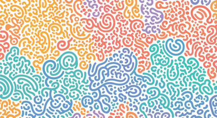 Colorful Abstract Doodle Micro Pattern Seamless Background for Fabric, Wrapping, Wallpaper, Kids Design and Creative Artwork Projects