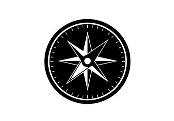 Obraz premium Abstract Circular Compass Rose Design Black and White Graphic Element isolated on transparent background