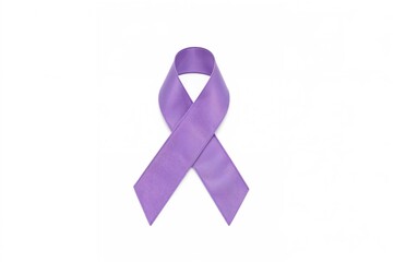 Global cancer awareness day with lavender purple ribbon symbolizing support for cancer patients. Promoting understanding of various cancer types. Health and medicine theme.
