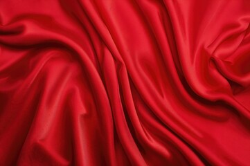 Obraz premium Crimson abstract backdrop featuring smooth, flowing silk textures and graceful fabric waves, perfect for design space.