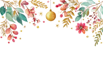 Watercolor composition with floral delicate abstract flowers on transparent background