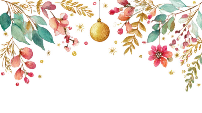 Watercolor composition with floral delicate abstract flowers on transparent background