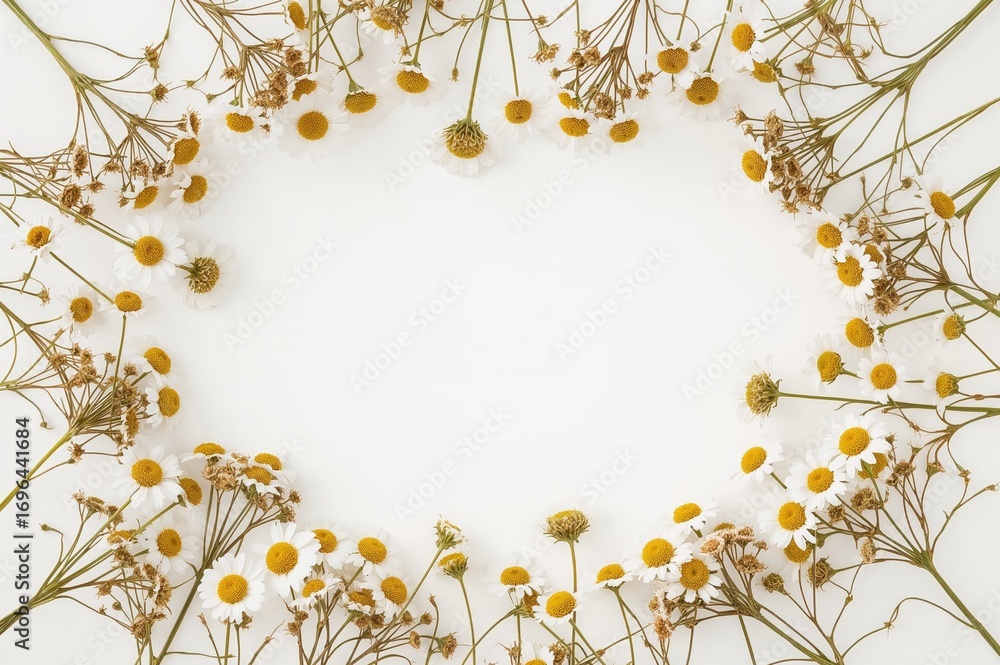 Aufkleber tiny wild daisy blooms arranged in a border design on a plain surface with space for text. decorativ