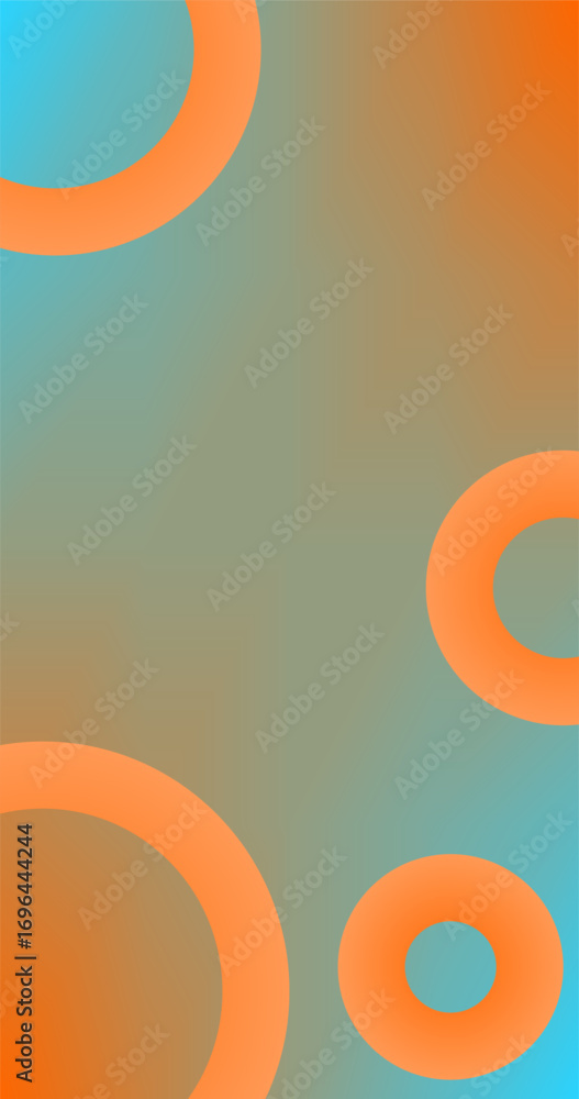 Poster orange blue gradient abstract background with orange circles and copy space for wallpaper web page b