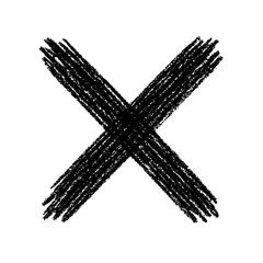 Black sketch X mark transparent PNG graphic