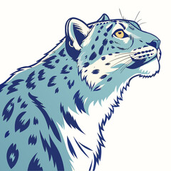 Illustration of a snow leopard head and shoulders © KULSUM