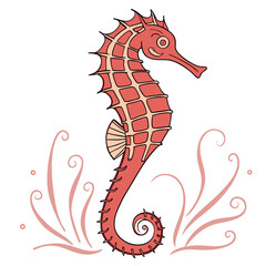 Cute cartoon seahorse
