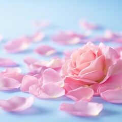 Obraz premium Romantic scene with pink rose petals