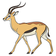 Illustration of a gazelle walking isolated on a