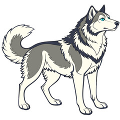 Illustration of a siberian husky dog standing