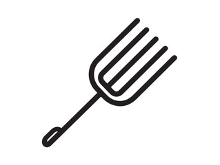 Minimal Hay Fork Collection in Contemporary 2D Vector Line Art