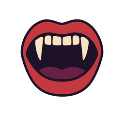 flat vector colored illustration vampire fang halloween isolated on white background
