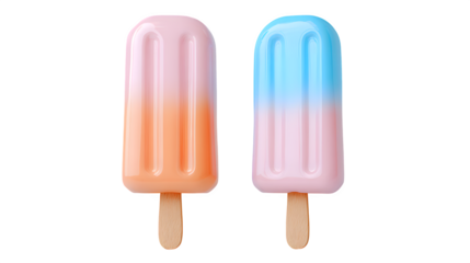 Colorful Popsicles, isolated on transparent background