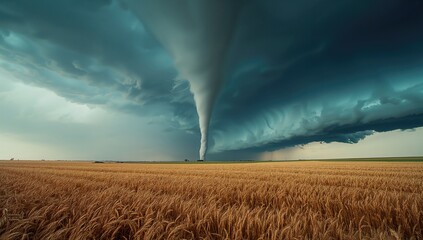 Tornado forming above a grain crop
