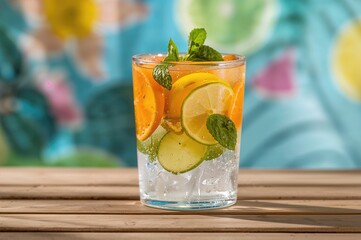 Fototapeta premium Refreshing Summer Beverage with Citrus-Infused Detox Water