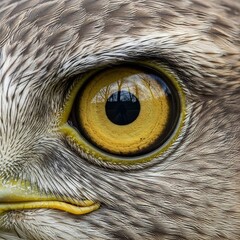 A Window to the Wild: Forest Reflected in a Hawk's Golden Eye
