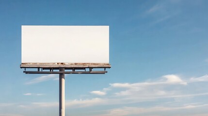 Obraz premium Blank billboard sign against blue sky with clouds