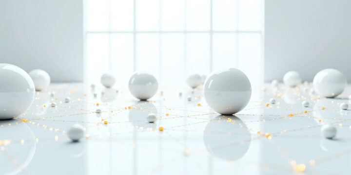 Clean 3D rendering of a social connection network with interconnected nodes and links representing communication, digital interaction, teamwork, and technology structure in an abstract visual diagram.