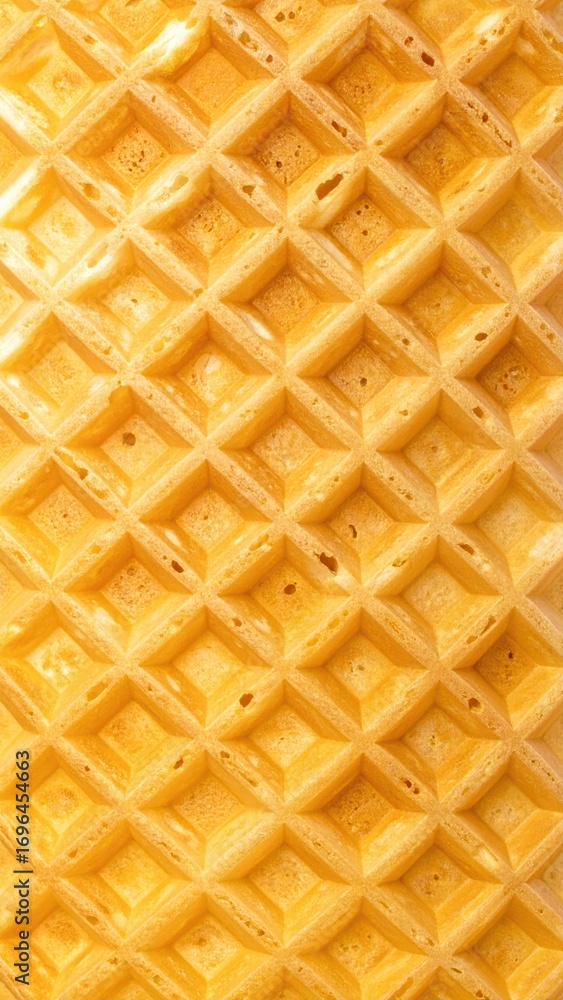 Poster close-up of crispy waffle pattern with textured surface detail