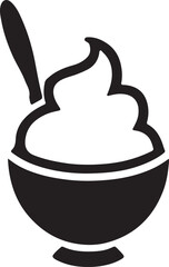  Bowl with Ice Cream or Porridge Icon. Solid and Outline Food Vector Design.
