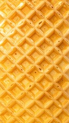 Close-up of Crispy Waffle Pattern with Textured Surface Detail
