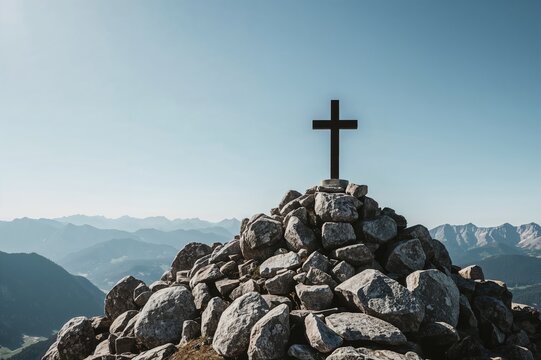 Summit marked with a cross on Pes Gerna peak