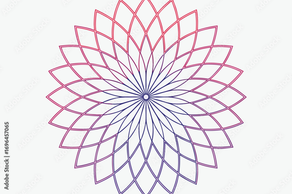 Aufkleber abstract geometric flower pattern with gradient hues red to blue sophisticated design element and ba