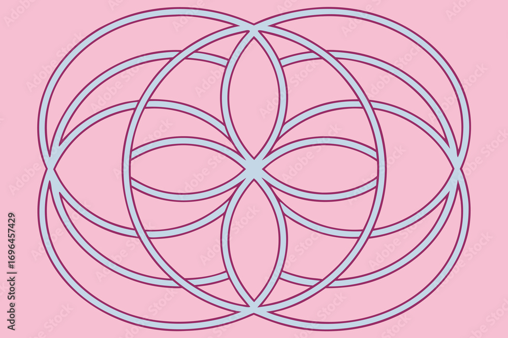 Poster abstract intersecting circles pattern on pink background perfect for design projects and creative co