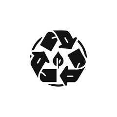 Obraz premium Circular recycling symbol with leaf, promoting sustainability