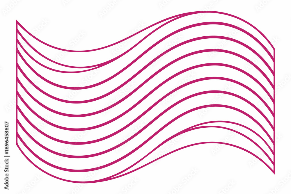 Poster abstract wavy lines illustration with fuchsia color waves on white background ideal for modern desig