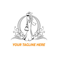 Elegant Fashion Woman Logo Design with Hat and Handbag