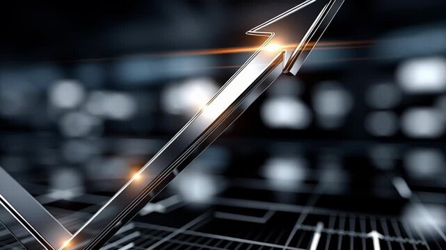 Digital arrow illuminating upward financial graph, representing corporate advancement, economic momentum, and data driven strategic performance metrics