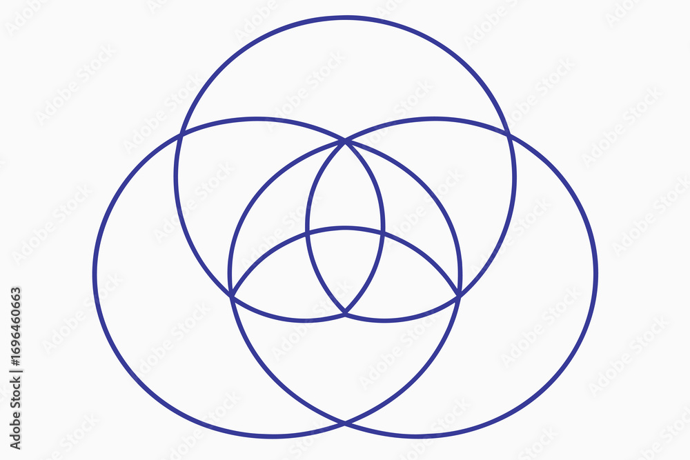 Aufkleber interlocking circles geometric design in blue on white background symbolizing unity and connection p