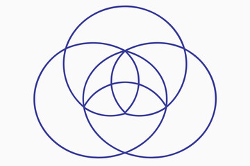 Fototapeta premium Interlocking Circles Geometric Design in Blue on White Background Symbolizing Unity and Connection Perfect for Modern Graphics