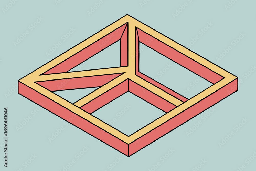 Aufkleber isometric impossible shape optical illusion vector illustration with pastel colors and clean lines f