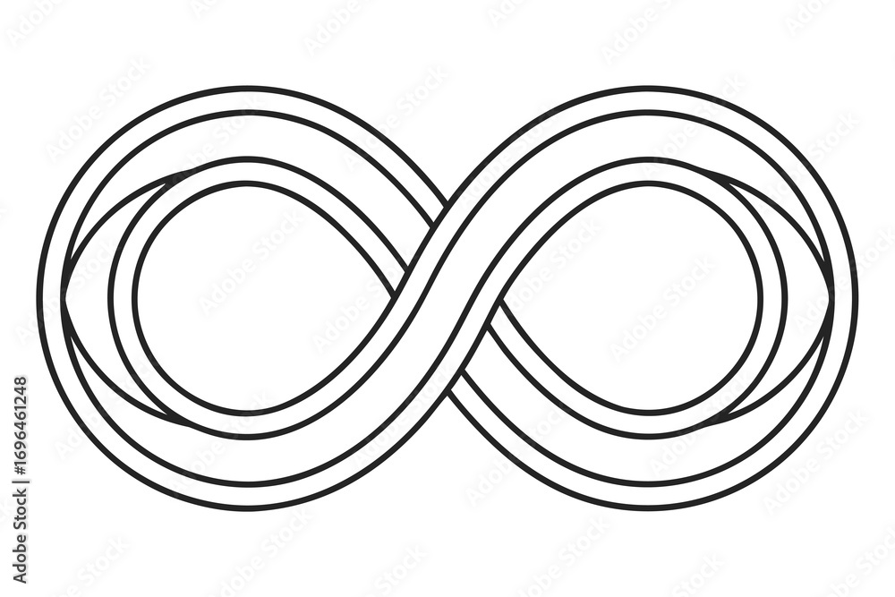 Poster minimalist infinity symbol design for modern graphics and timeless concepts black lines on white bac